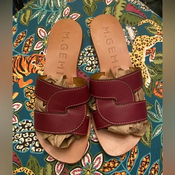 Sold Out M. Gemi Made In Italy Rare Dark Red Leather Lorenza Sandal - Picture 3 of 10